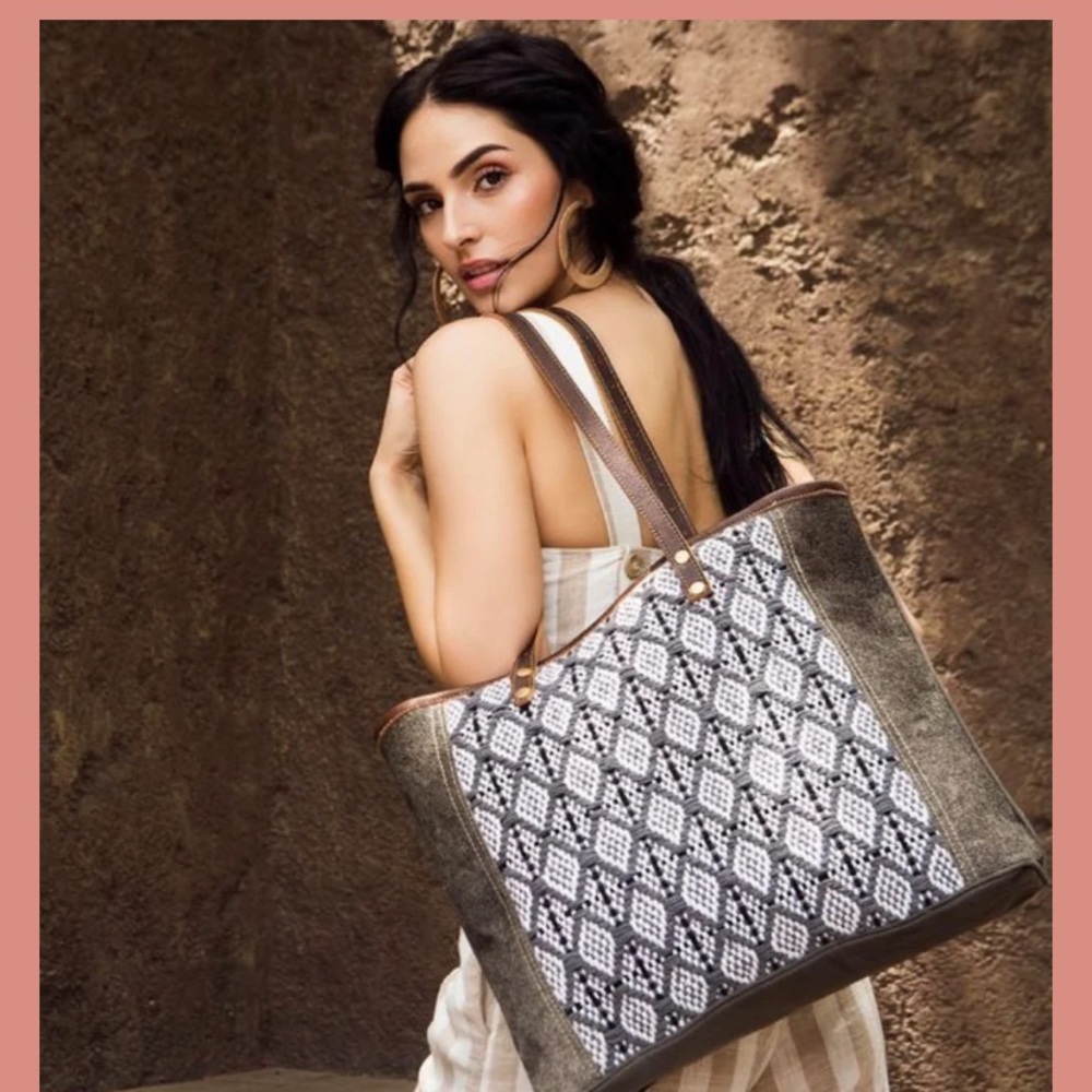 Myra Bag Black and White Tote